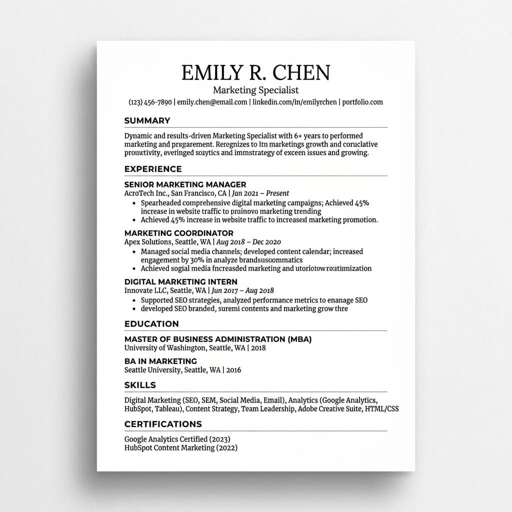 Clean Resume Format